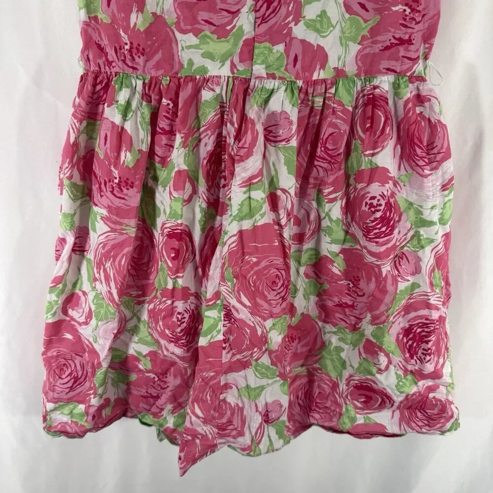 Gap Kids Dress Girls XXL Pink Floral Sleeveless Zip Back Round Neck 100% Cotton